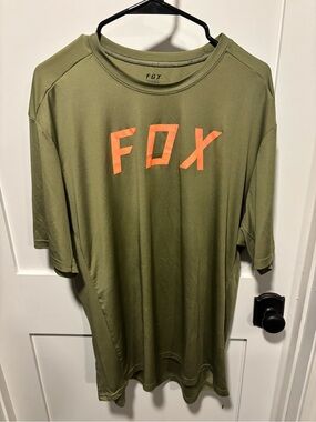 Fox Olive Short Sleeve Tee with Bright Orange FOX Logo